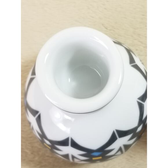 Candle Holder Candlestick McKinney 4 1/2" Porcelain Native American Design x2 - Picture 10 of 12